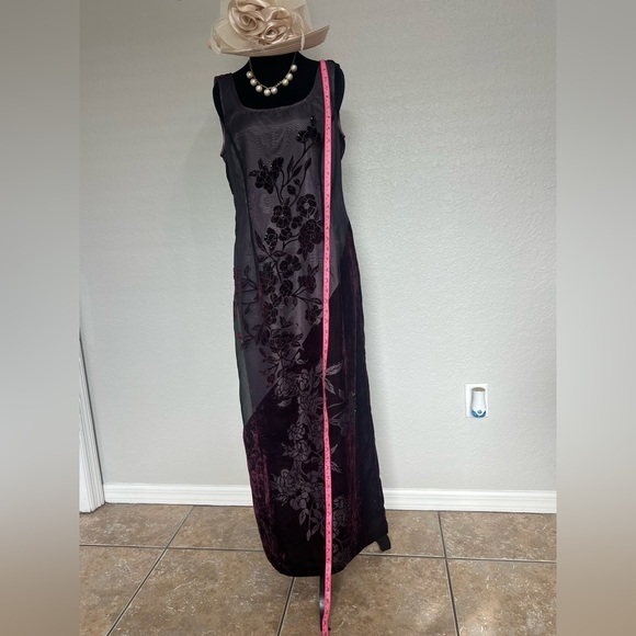 Robbie Bee Purple Sheath Maxi Dress Sleeveless Scoop Neck - Picture 3 of 5